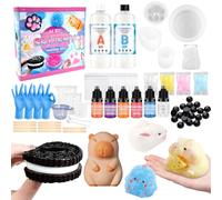 NlsqEU Squishy - Set de hacer uno mismo, juego de 500 ml de silicona líquida Squishy Making Kit 1:1, regalos creativos con forma, guante, taza medidora, palillos de madera D