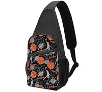 NLWQEKV Baloncesto Deporte Patrón Sling Bag Crossbody Hombro Viaje Cofre Mochila Senderismo Mochila para deportes Compras Trabajo