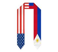 NLWQEKV Bandera de Estados Unidos y Filipinas Bandera de Filipinas Estola/faja/chal de graduación Bandera del país Bufanda de graduación