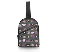 NLWQEKV Boxer Dogs And Flower Sling Bag Crossbody Hombro Viaje Cofre Mochila Plegable Daypack Para Deportes Compras Senderismo