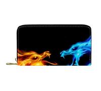 NLWQEKV Cartera Larga de Cuero con Cremallera Monedero Personalizado Dragon Blue and Red Fire