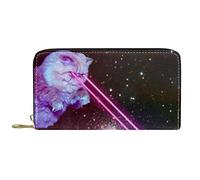 NLWQEKV Cartera Larga de Piel con Cremallera Cat Earth Monedero Personalizado