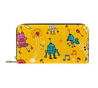 NLWQEKV Cartera Larga de Piel con Cremallera Robot Yellow Monedero Personalizado