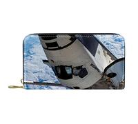 NLWQEKV Carteras para Mujeres y Hombres, Bolso portatarjetas, Planeta Tierra Azul Espacial, Bolso Grande de Cuero PU para Cambio de Almacenamiento