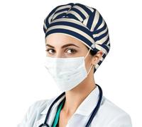 NLWQEKV Casquette de Travail bouffante à rayures Bleu Marine