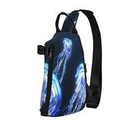 NLWQEKV Crossbody Sling Backpack Blue Glowing Jellyfish Travel Senderismo Chest Daypack One Strap Shoulder Bag
