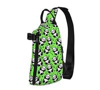 NLWQEKV Crossbody Sling Backpack Cute Panda Green Travel Senderismo Chest Daypack One Strap Shoulder Bag