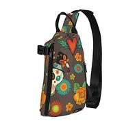 NLWQEKV Crossbody Sling Backpack Dia De Los Muertos Halloween Viajes Senderismo Chest Daypack One Strap Shoulder Bag