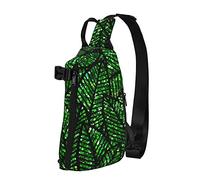NLWQEKV Crossbody Sling Backpack Glitter Green Leaves Viajes Senderismo Cofre Daypack Una correa Bolso de hombro