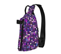 NLWQEKV Crossbody Sling Backpack Hipster Heart Colrful Glitter Viajes Senderismo Chest Daypack One Strap Shoulder Bag