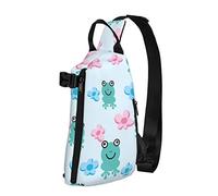 NLWQEKV Crossbody Sling Backpack Kawaii Navy Frog Flowers Viajes Senderismo Chest Daypack One Strap Shoulder Bag