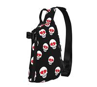 NLWQEKV Crossbody Sling Backpack Love Heart Cool Skull Travel Senderismo Chest Daypack One Strap Shoulder Bag