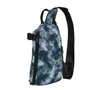NLWQEKV Crossbody Sling Backpack Navy Blue Camo Spray Travel Senderismo Chest Daypack One Strap Shoulder Bag
