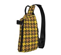 NLWQEKV Crossbody Sling Backpack Scotch Houndstooth Harvest Gold Travel Senderismo Chest Daypack One Strap Shoulder Bag
