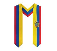 NLWQEKV Estola de graduación con la bandera de Colombia, Ecuador, Colombia, Ecuador, ligera y de doble cara.