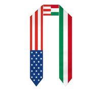 NLWQEKV Estola de graduación con la bandera húngara de Estados Unidos y Hungría, chal de graduación ligero de doble cara