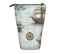NLWQEKV Estuche de lápices de pie Portalápices telescópico Mapa de Barco Estuches de papelería Estuches de Maquillaje Bolsa de cosméticos
