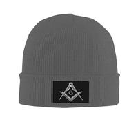 NLWQEKV Gorro masónico con símbolo de la masonería, escuadra, compás, logia G, Gorro de Punto para Mujer, Gorro de Punto para Hombre, Gorro Tipo tobogán Negro