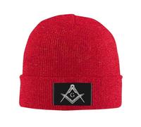 NLWQEKV Gorro masónico con símbolo de la masonería, escuadra, compás, logia G, Gorro de Punto para Mujer, Gorro de Punto para Hombre, Gorro Tipo tobogán Negro