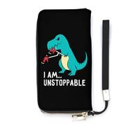 NLWQEKV I Am Unstoppable T-Rex - Cartera de Piel con Tarjetero Largo, Bolso de Mano Delgado para Mujer