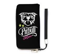 NLWQEKV Pitbull Mom - Cartera de Piel con Tarjetero Largo, Bolso de Mano Delgado para Mujer