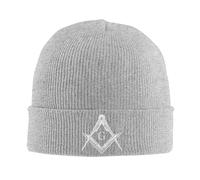 NLWQEKV Símbolo de la masonería, escuadra, compás, logia G, Gorro masónico, Gorro de Punto Holgado para Mujer y Hombre, Gorro Tipo tobogán Negro