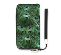 NLWQEKV Tale of The Peacock Tail - Cartera de Piel con Tarjetero Largo, Bolso de Mano Delgado para Mujer