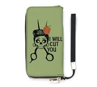 NLWQEKV Will Cut You Skull - Cartera de Piel con Tarjetero Largo, Bolso de Mano Delgado para Mujer