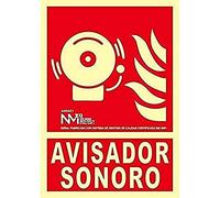 NM RD00121 - Señal Luminiscente Avisador Sonoro Clase B PVC 0,7mm 21x30cm con CTE, RIPCI y Apto para la Nueva Legislación