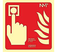 NM RD00A111 - Señal Luminiscente Pulsador de Alarma CTE Clase B PVC 0,7mm 21x21cm con CTE, RIPCI y Apto para la Nueva Legislación