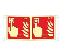 NM RD02011 - Banderola Luminiscente Pulsador de Alarma Clase B PVC 0,7mm 21x30cm con CTE, RIPCI y Apto para la Nueva Legislación