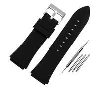 NMASDUYPU Correa de reloj de goma, pulsera de goma de silicona de Color azul de 22mm for relojes Guess W0247G3 W0040G3 W0040G7, correa de reloj deportivo de marca(Black silver buckle)