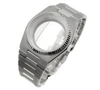 NMASDUYPU NH35 40MM cristal de zafiro bisel estriado cajas de reloj piezas for NH34 NH35 NH36 NH38 movimiento automático(B Without Ring)