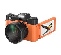nmbhus 16X Vintage 48MP 4K Cámara Digital Videocámara Retro 3 "180 ° Flip Screen Fotografía Cámara for Selfie Macro Lente Gran Angular(32G TF Card,with Lens and Filter)