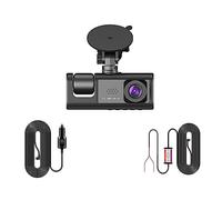 nmbhus 3 Canales Coche DVR HD 1080P 3 Lentes Dentro del vehículo Dash CamCámara de Tres vías DVRs grabadora de vídeo Registrador Dashcam videocámara(Color:Dual Camera-BL,Size:None)