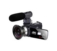 nmbhus 4K HD Night Vision Videocámara Digital 48M Home WiFi Live Streaming Videocámara DV Cámara Digital(Size:Black+Mic+Wide Angle Lens)