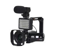 nmbhus 4K HD Night Vision Videocámara Digital 48M Home WiFi Live Streaming Videocámara DV Cámara Digital(Size:CAM+Grip+Hood+Lens+Mic+Light)