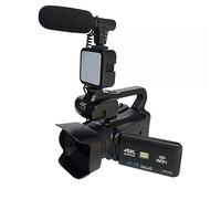 nmbhus 60FPS 4K Vlog Videocámara 64MP Fotografía Cámara De Video Transmisión En Vivo 18X Zoom AF Grabadora Digital 4 "Pantalla Táctil Giratoria(NO SD Card,with Mic Light)