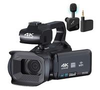 nmbhus 60FPS 4K Vlog Videocámara 64MP Fotografía Cámara De Video Transmisión En Vivo 18X Zoom AF Grabadora Digital 4 "Pantalla Táctil Giratoria(128G SD Card,with Wireless Mic)