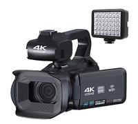 nmbhus 60FPS 4K Vlog Videocámara 64MP Fotografía Cámara De Video Transmisión En Vivo 18X Zoom AF Grabadora Digital 4 "Pantalla Táctil Giratoria(128G SD Card,with Fill Light)