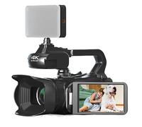 nmbhus 64MP 4K 60FPS Videocámara Live Stream Vlog Cámara De Video WiFi Webcam 4 Pulgadas Girar Pantalla Táctil 18X Cámara Digital Grabadora(No SD Card,with Light)