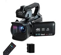 nmbhus Auto Focus 4K Videocámara 18X Zoom 64MP Cámara De Video Digital For WiFi Streaming Webcam Time-Lapse 4 "Grabadora De Pantalla Táctil(64G SD Card,Video Camera)