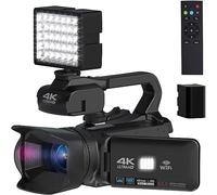 nmbhus Auto Focus 4K Videocámara 18X Zoom 64MP Cámara De Video Digital For WiFi Streaming Webcam Time-Lapse 4 "Grabadora De Pantalla Táctil(16G SD Card,with Fill Light)