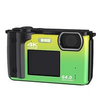 nmbhus Cámara De Fotografía De Pantalla Dual 64MP Grabadora De Selfies 4K UHD Vlog Videocámara 16X Zoom Cámara Compacta Cámara Web De Transmisión En Vivo(with 64G,with 1 Battery)