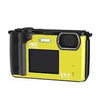 nmbhus Cámara De Fotografía De Pantalla Dual 64MP Grabadora De Selfies 4K UHD Vlog Videocámara 16X Zoom Cámara Compacta Cámara Web De Transmisión En Vivo(with 64G,with 1 Battery-02)