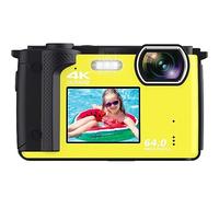 nmbhus Cámara De Fotografía De Pantalla Dual 64MP Grabadora De Selfies 4K UHD Vlog Videocámara 16X Zoom Cámara Compacta Cámara Web De Transmisión En Vivo(with 64G,with 2 Batteries-01)