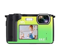nmbhus Cámara De Fotografía De Pantalla Dual 64MP Grabadora De Selfies 4K UHD Vlog Videocámara 16X Zoom Cámara Compacta Cámara Web De Transmisión En Vivo(with 64G,with 2 Batteries-03)