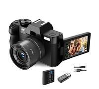 nmbhus Cámara de fotografía Digital compacta 4K WiFi Web CAM Vintage Vlog Video Recorder 48MP Videocámara Flip Screen(Color:No Card,Size:Package 3)