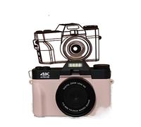 nmbhus Cámara de Fotos Digital Vlogging Videocámara WiFi Cámara Web Gran Angular 16X Zoom Digital 48MP Fotografía Pantalla abatible(Standard,Only Pink Camera)