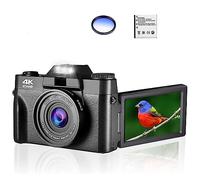nmbhus Cámara de Fotos Digital Vlogging Videocámara WiFi Cámara Web Gran Angular 16X Zoom Digital 48MP Fotografía Pantalla abatible(with 32GB,with Filter)